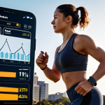 **

A person wearing a smartwatch while exercising outdoors, surrounded by data visualizations (graphs, charts) representing personalized workout recommendations and health metrics, with a sense of empowerment and well-being. Focus on the transformative impact of AI on fitness.

**