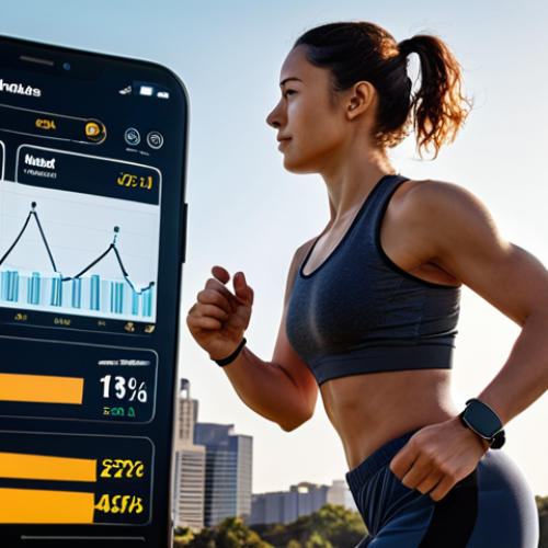 **

A person wearing a smartwatch while exercising outdoors, surrounded by data visualizations (graphs, charts) representing personalized workout recommendations and health metrics, with a sense of empowerment and well-being. Focus on the transformative impact of AI on fitness.

**