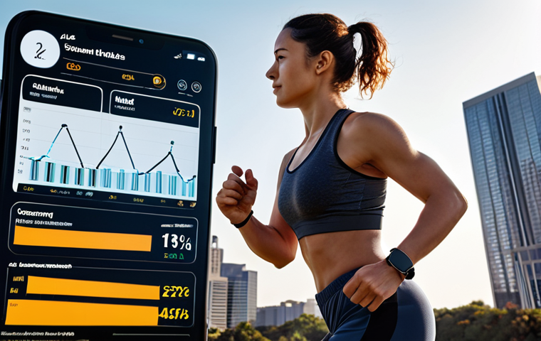 **

A person wearing a smartwatch while exercising outdoors, surrounded by data visualizations (graphs, charts) representing personalized workout recommendations and health metrics, with a sense of empowerment and well-being. Focus on the transformative impact of AI on fitness.

**