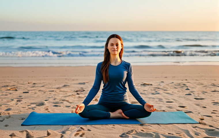Serene Yoga by the Beach**

"A woman in comfortable, modest activewear doing yoga on a sandy beach at sunrise, fully clothed, appropriate content, safe for work, perfect anatomy, natural proportions, mindful movement, calm expression, soft lighting, healthy lifestyle theme, professional photography, high quality."

**