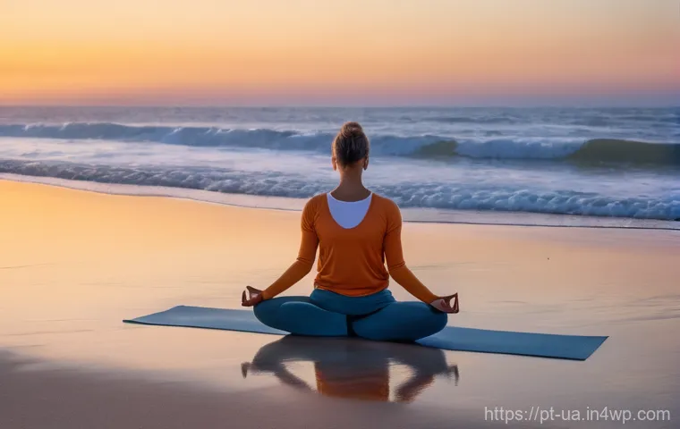 블루 운동 처방의 효과적인 프로그램 구성 - **"Serene Dawn Yoga by the Atlantic in Portugal"**
    A lone woman in her late 20s to early 30s, wi...